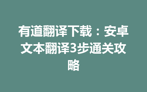 有道翻译下载:安卓文本翻译3步通关攻略 5ff27f994733078da0511afd1e1a5d1f