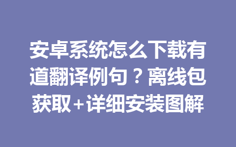安卓系统怎么下载有道翻译例句?离线包获取+详细安装图解 安卓系统怎么下载有道翻译例句?离线包获取+详细安装图解 一
